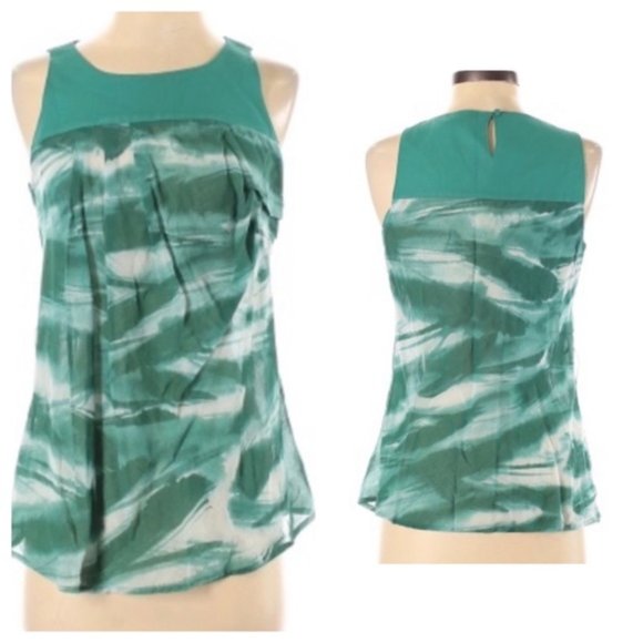 BCBGeneration Sleeveless Teal and White Boho Style Top NWT - Picture 1 of 11
